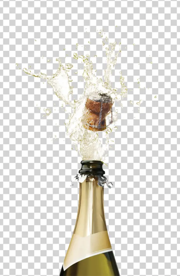 Champagne Bottle Popping with Splash PNG