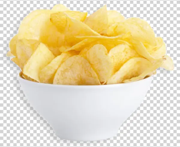 Potato Chips in White Bowl PNG Transparent Background