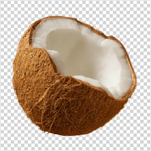 Cracked Coconut Half PNG Transparent Background
