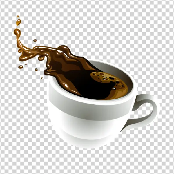 Coffee Splash in White Cup PNG Transparent