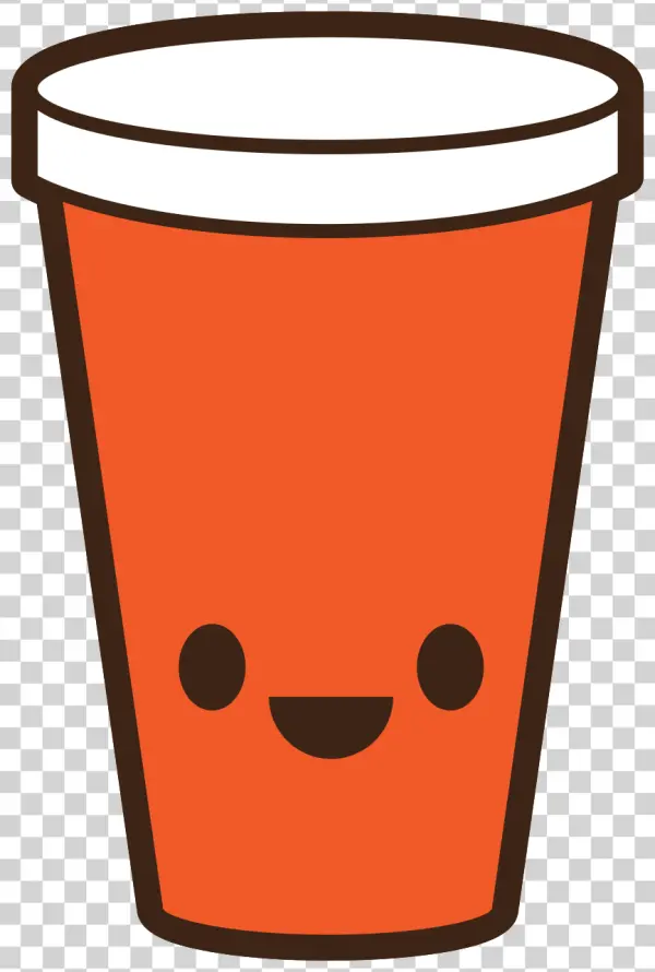 Cute Orange Beverage Cup with Happy Face PNG