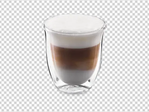 Layered Latte Coffee Drink in Glass PNG