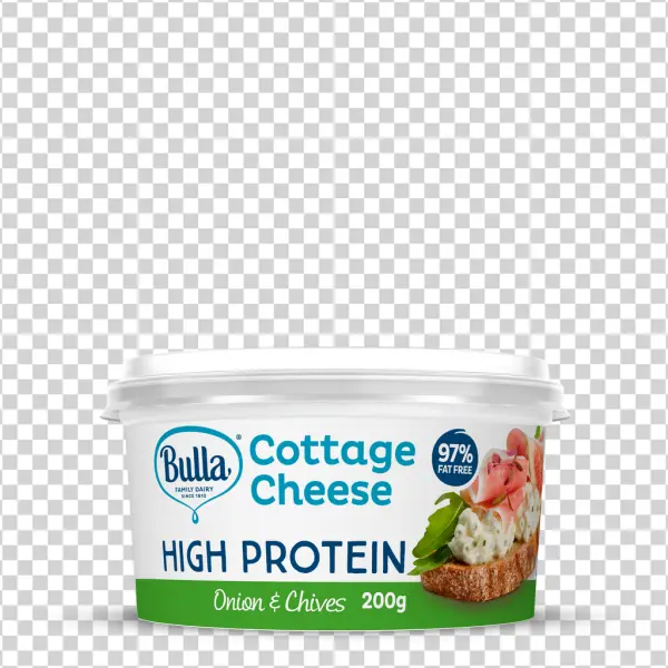 Bulla High Protein Cottage Cheese Onion & Chives Tub PNG