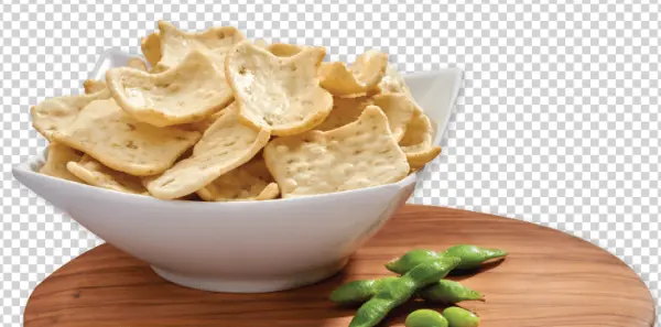 Bowl of Savory Chips and Edamame PNG Transparent Background
