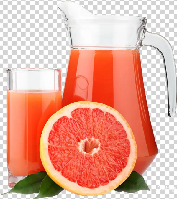 Fresh Grapefruit Juice Pitcher and Glass PNG