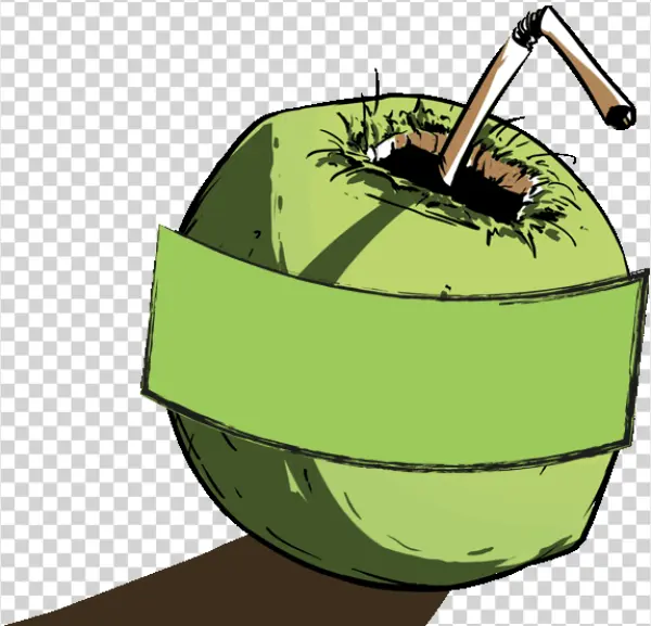 Green Apple Drink with Banner PNG Transparent