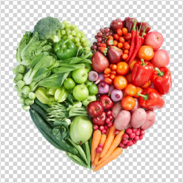 Heart Shaped Fruits and Vegetables PNG Transparent Background