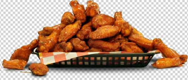 Hot Buffalo Chicken Wings in Basket PNG Transparent