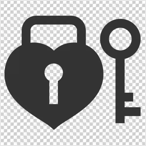 Heart Padlock with Key Icon PNG Transparent Background