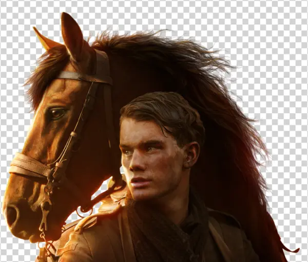 Young Man and Horse Dramatic Portrait PNG