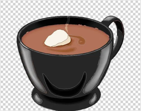 Hot Cocoa in Black Mug with Marshmallow PNG