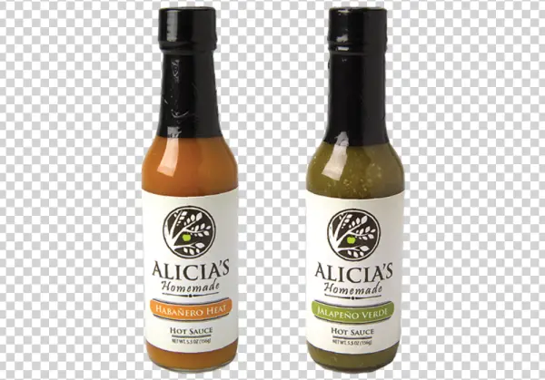 Alicia's Homemade Hot Sauce Bottles PNG Transparent