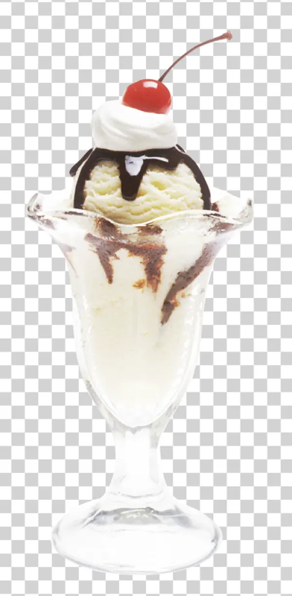 Vanilla Ice Cream Sundae PNG Transparent Background