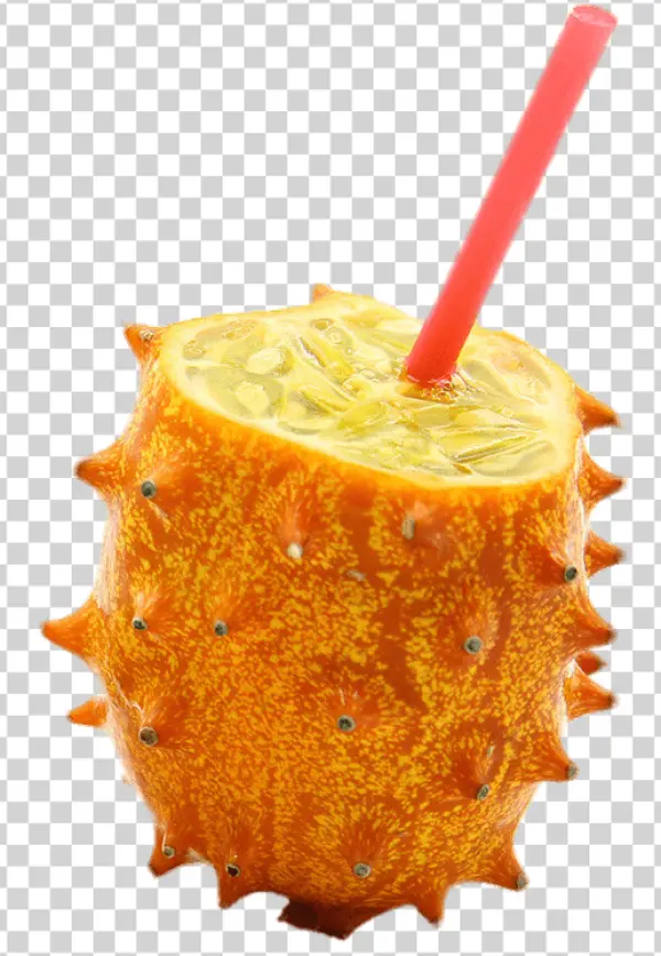 Kiwano Horned Melon Drink with Straw PNG