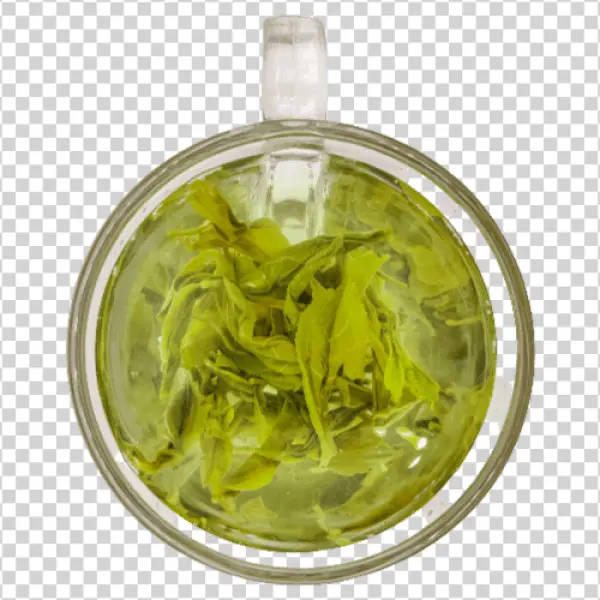 Green Tea Cup Overhead View PNG Transparent Background