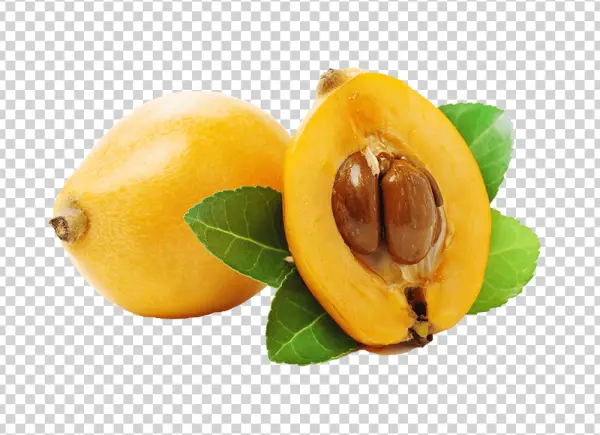 Whole and Cut Loquat Fruit PNG Transparent Background