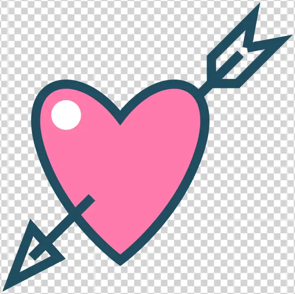 Pink Heart with Cupid Arrow PNG Transparent