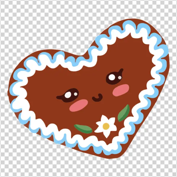 Cute Gingerbread Heart Cookie PNG Transparent Background