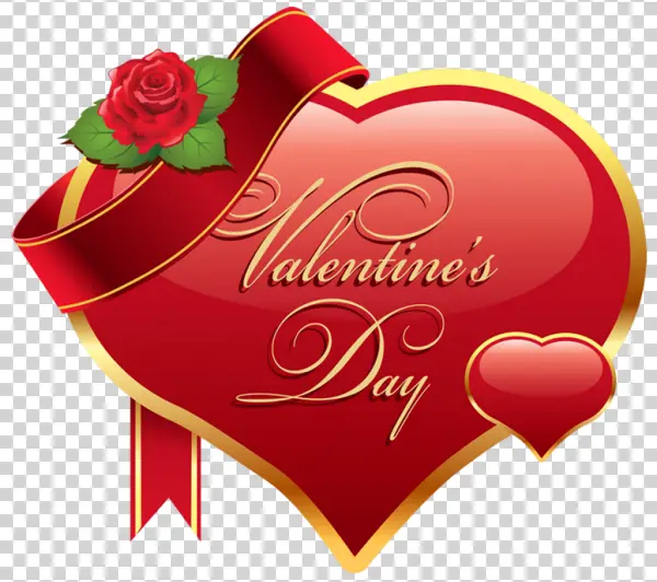 Valentine's Day Red Heart with Rose PNG