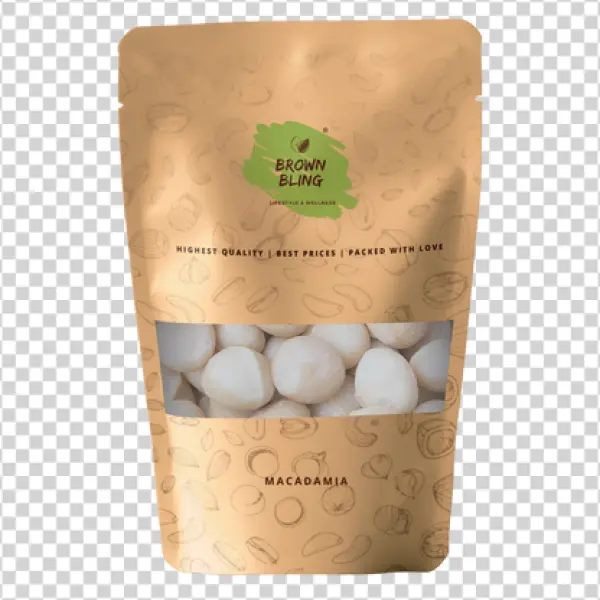 Brown Bling Macadamia Nut Packaging PNG Transparent