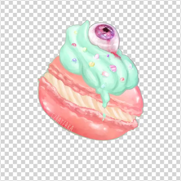 Spooky Macaron with Eyeball PNG Transparent Background