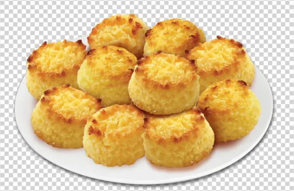 Cocadas Coconut Macaroons on White Plate PNG Transparent Background