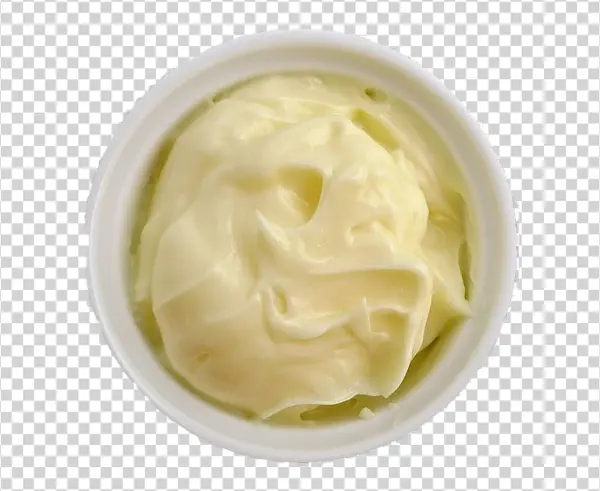 Mayonnaise in White Bowl PNG Transparent Background