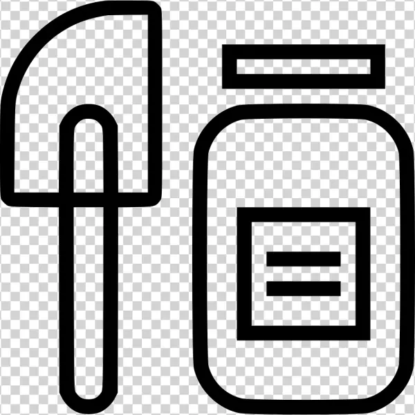 Gardening Trowel and Plant Food Jar Icon PNG