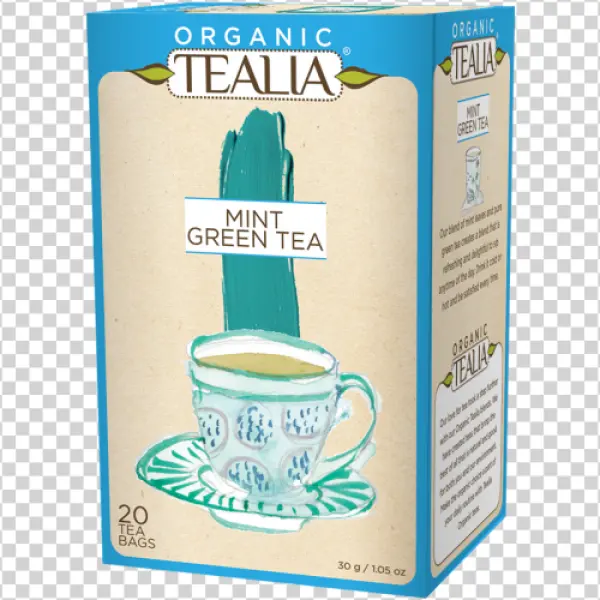 Organic Tealia Mint Green Tea Box PNG
