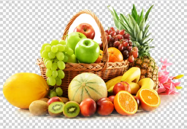 Fresh Fruit Basket Assortment PNG Transparent