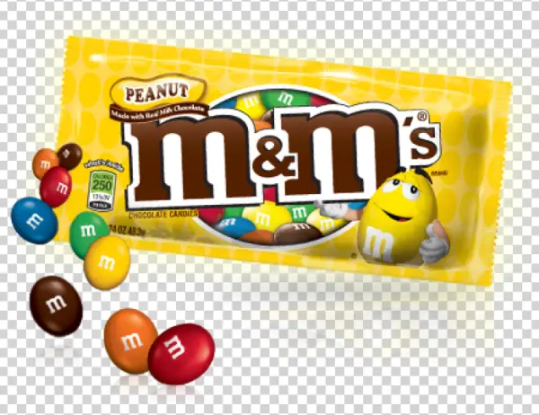 Peanut M&M's Bag and Candies PNG Transparent Background