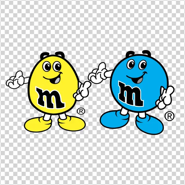 M&M's Yellow and Blue Characters PNG Transparent