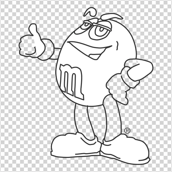 M&M's Character Thumbs Up Outline PNG