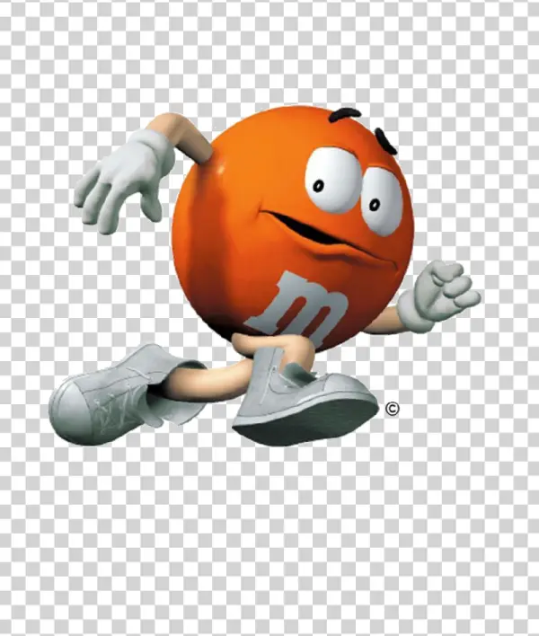 Orange M&M Character Running PNG Transparent