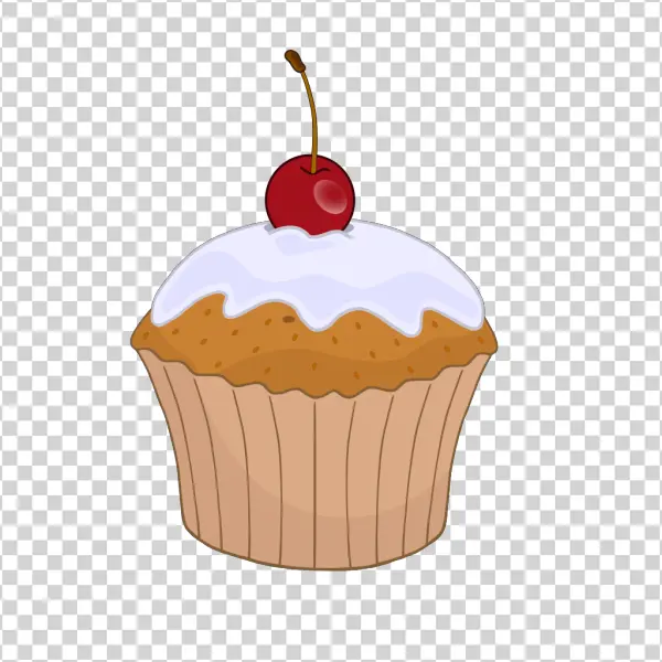 Sweet Cupcake with Cherry PNG Transparent Background