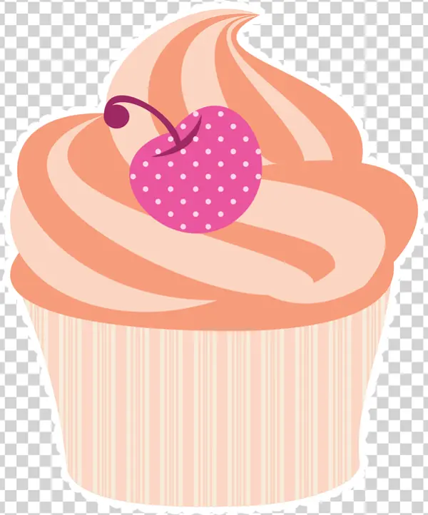 Pink Cupcake with Polka Dot Cherry PNG