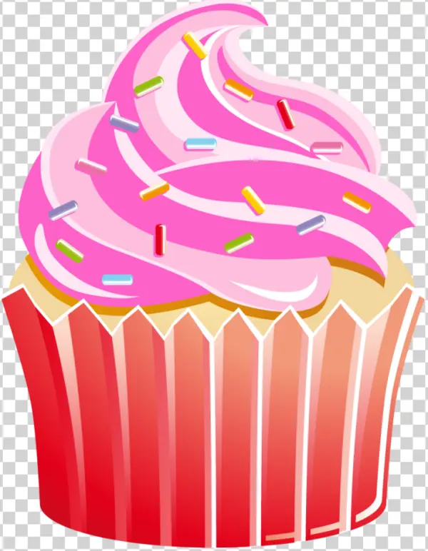 Pink Cupcake with Sprinkles PNG Transparent Background