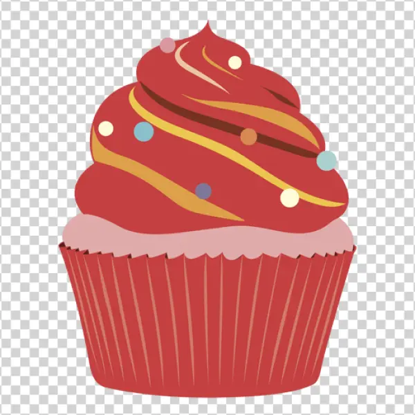 Red Cartoon Cupcake PNG Transparent Background