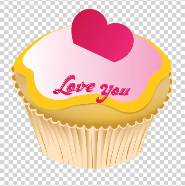Love You Cupcake PNG with Pink Heart