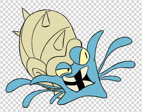 Mischievous Blue Cartoon Snail Character PNG