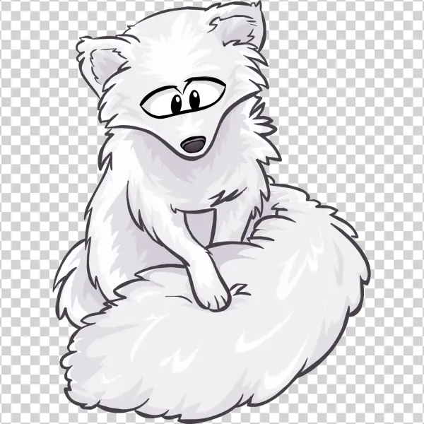 Cute White Cartoon Fox PNG Transparent Background