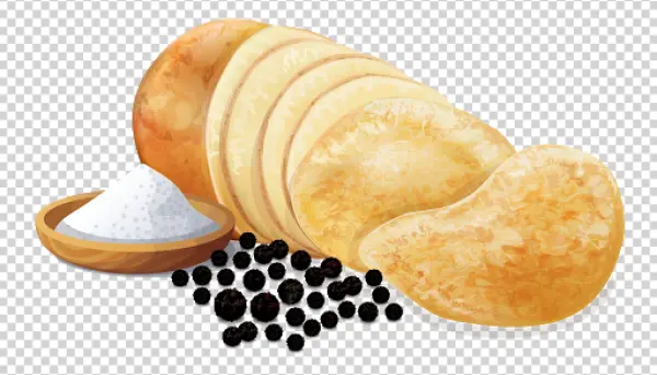 Potato Chips with Salt and Pepper PNG Transparent Background