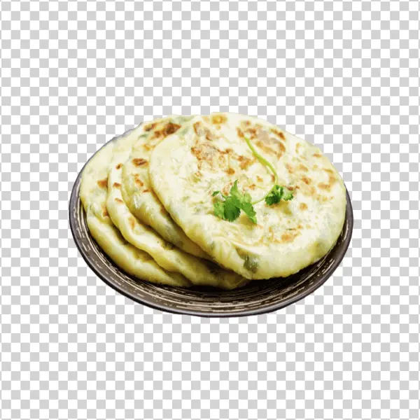 Scallion Pancakes on Plate PNG Transparent Background