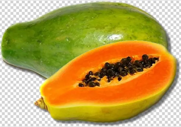 Papaya Fruit Whole and Halved PNG
