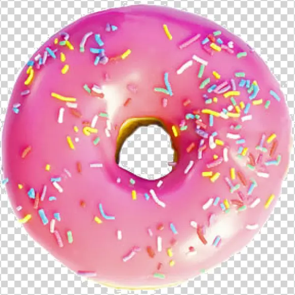 Pink Donut with Colorful Sprinkles PNG