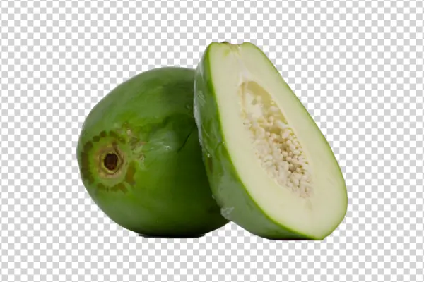 Green Papaya Whole and Half PNG Transparent Background
