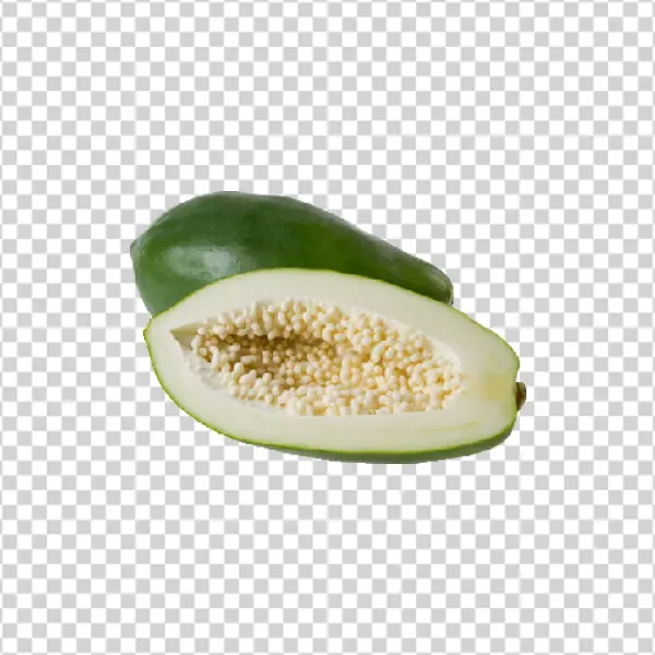Green Papaya Whole and Half PNG Transparent Background