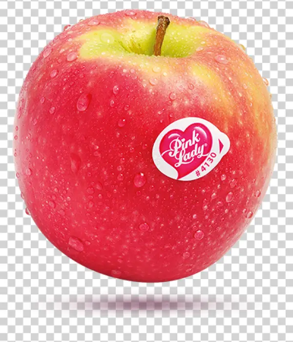 Pink Lady Apple with Water Droplets PNG
