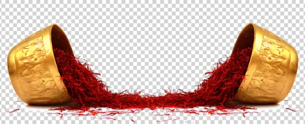 Saffron Spilling from Golden Pots PNG Transparent Background