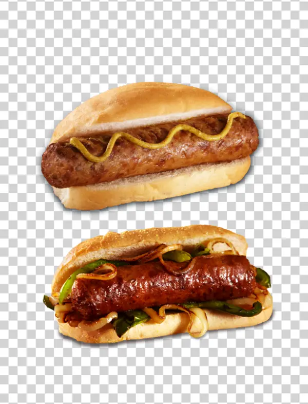 Two Gourmet Sausage Sandwiches PNG Transparent